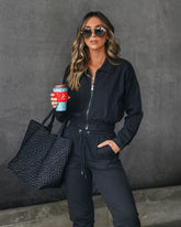 Test The Limits Cotton Pocketed Bomber Jacket - Black